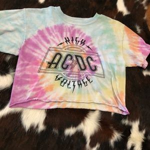 Tie dye Ac/Dc cropped t-shirt.  Size small